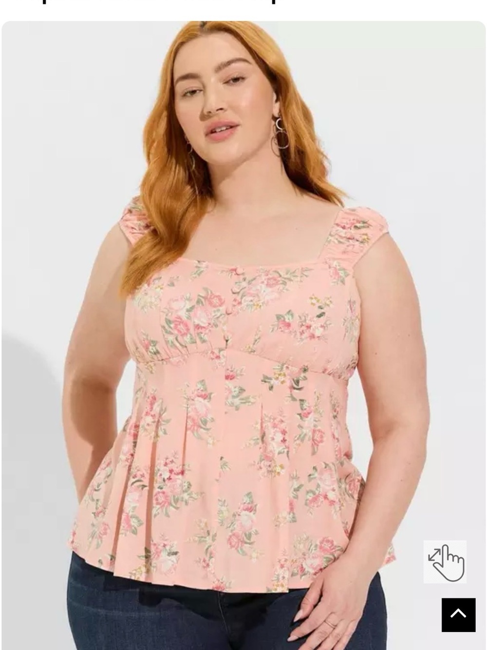 torrid Peach Floral Peplum Challis Corset Top 1